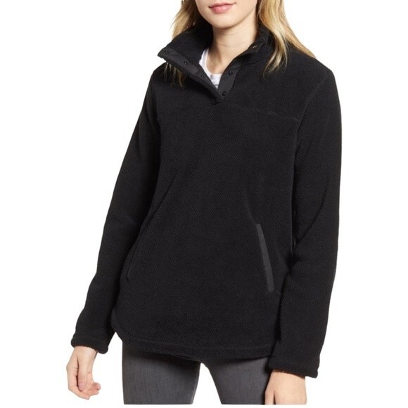 Thread & Supply Road Trip Popover Fleece Size L Black Gorpcore Cozy - Picture 1 of 7